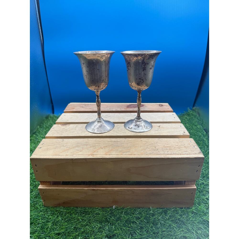 Vintage E.P.N.S. Silver Plated Goblets - Set of Two - 6” Tall each